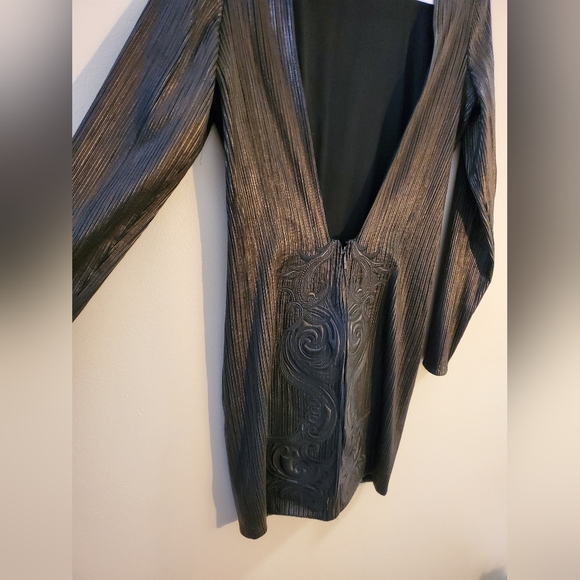 ROBERTO CAVALLI Black Leather Mini Dress Women's Size 44 - Picture 10 of 16